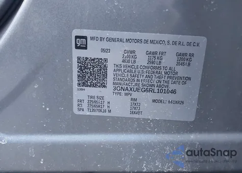 2024 Chevrolet Equinox Awd Lt z USA, uszkodzony, nr VIN 3GNAXUEG6RL101046